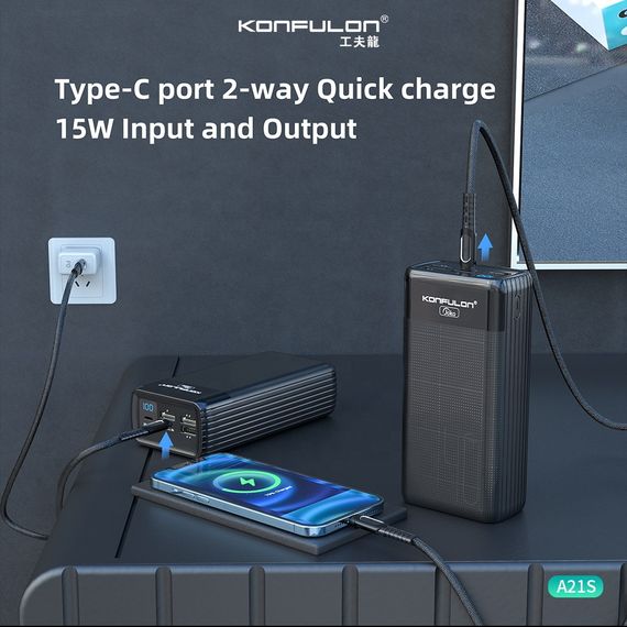 Портативний акумулятор 40000mAh 22.5W KONFULON A21SQ (47219-A21SQ_1139) | Зображення 5