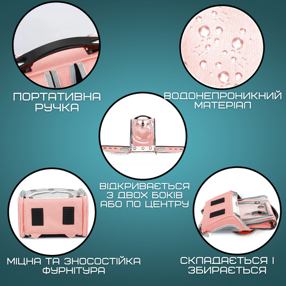 Прозорий Рюкзак Переноска Для Прогулянок Котів та Маленьких Собак з Ілюмінатором   До 7 кг Рожевий | Зображення 5