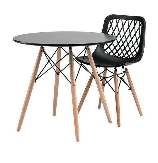 Стіл обідній Redonda (Редонда) чорний 80 см, дизайн Charles Eames, стиль лофт, модерн | Зображення 2