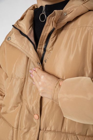 Куртка женская демисезонная с поясом, цвет бежевый, 207R005 | Зображення 5