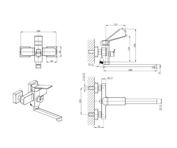 Змішувач для ванни Mixxus Wilson 006 Euro (MI7131) | Зображення 1