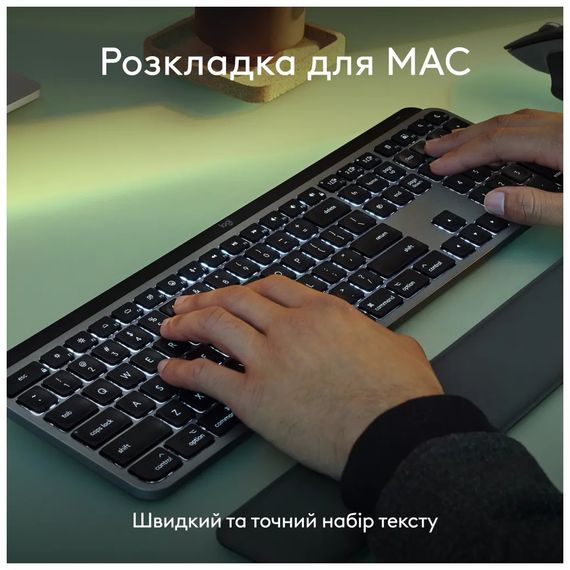Клавіатура Logitech MX Keys S для MAC Bluetooth/Wireless UA Space Grey (920-011637) | Зображення 4