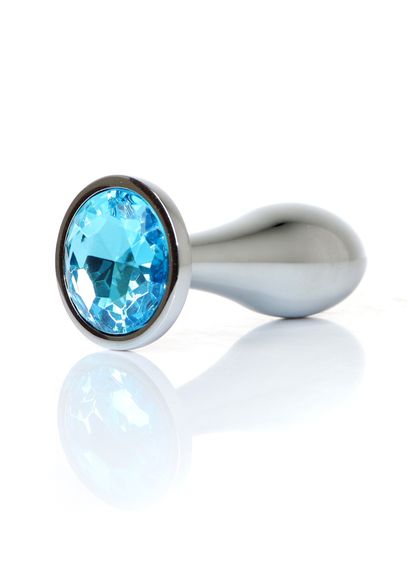 Анальна пробка Boss Series Plug Jewellery Silver, металева, світло-блакитна, L | Зображення 7