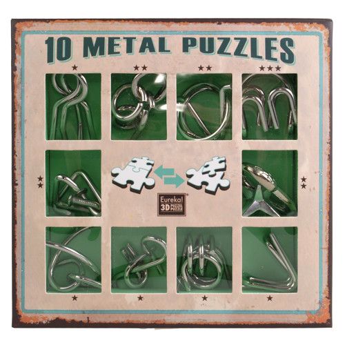 Набор головоломок Metall Puzzles green Eureka 3D Puzzle 473357, 10 головоломок | Зображення 2