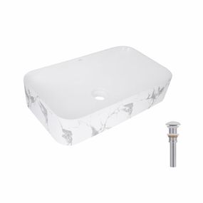 Раковина накладная Qtap Tern Раковина накладная 610x350x135 мм, Marble, прямоугольная, с донным клапаном QTER188MR49791