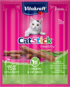 Лакомство для котов с курицей Vitakraft Catstick Mini Chicken With Grass, 3 шт х 6 гр