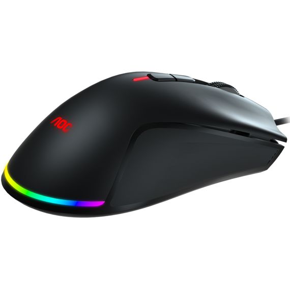 Мишка AOC GM530 ігрова, 16000dpi., 7кн., RGB PMW3389 Kailh switch чорна | Зображення 1