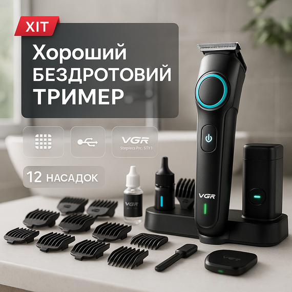 Аккумуляторный универсальный триммер для стрижки VGR, Парикмахерские машинки профессиональные EF-11