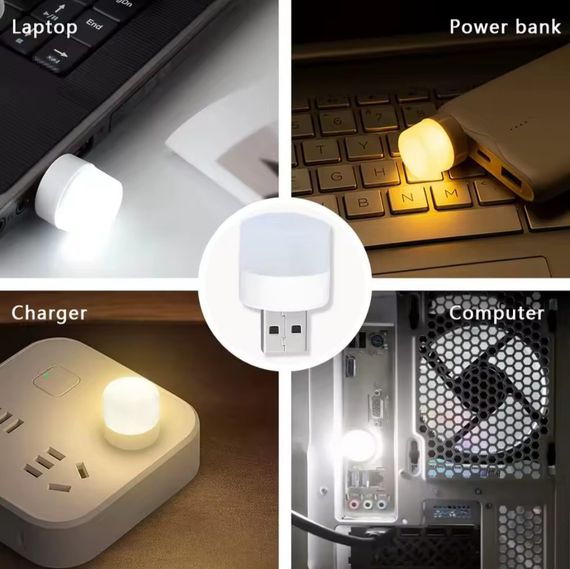 Портативная USB светодиодная лампа-ночник с белым (6500 К) светом, работает от Power Bank и др. гаджетов 5В | Зображення 8