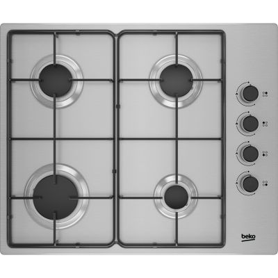 Варильна поверхня газова Beko HIGG64123SX - 60см/4 конфорки/емаль/газ-контроль/нержавіюча сталь (HIGG64123SX)