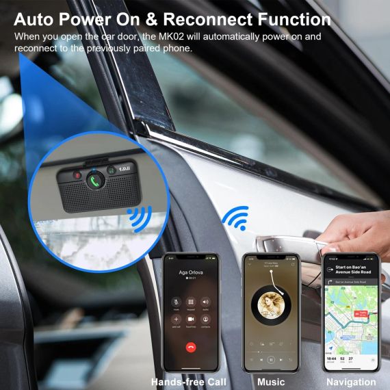 Автомобільна акустична система Bluetooth 5.3, гучний зв’язок, автоматичне увімкнення під час руху, голосові підказки. | Зображення 3