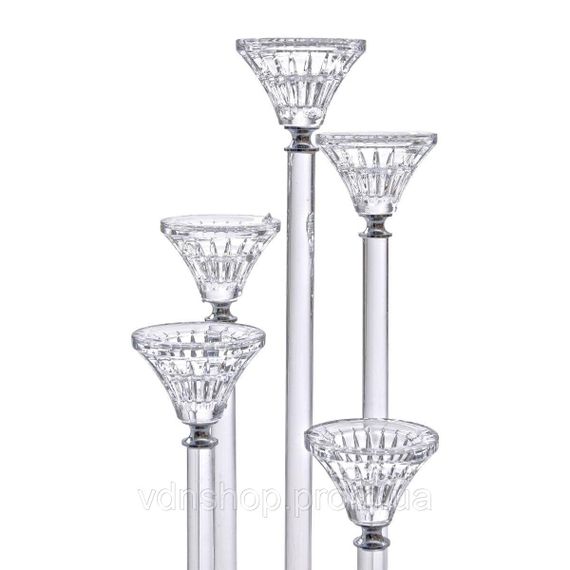 Підсвічник скляний на 5 свічок 16×37.5 см підсвічник декоративний прозорий на ніжці HP-4-18 | Зображення 2