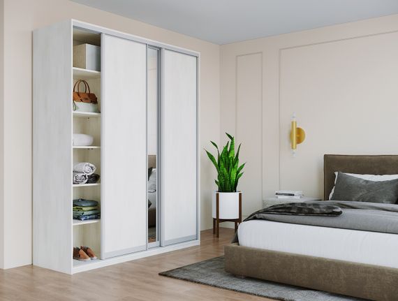 Шкаф купе Сити Лайт Doros Белое дерево 2 ДСП / 1 Зеркало 180х60х225 (44900006) | Зображення 3
