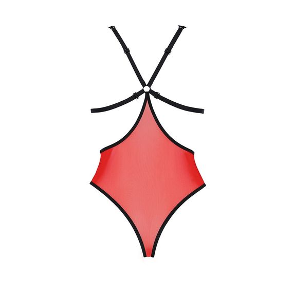 Напівпрозоре боді з мереживом Passion PEONIA BODY L/XL red | Зображення 3