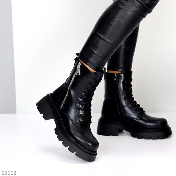Круті чорні зимові черевики берці натуральна шкіра | Зображення 7