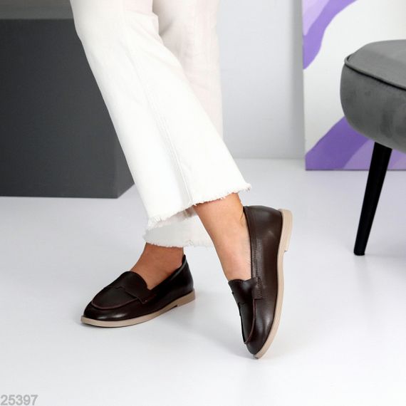 Зручні шоколадні туфлі лофери натуральна шкіра в асортименті | Зображення 5
