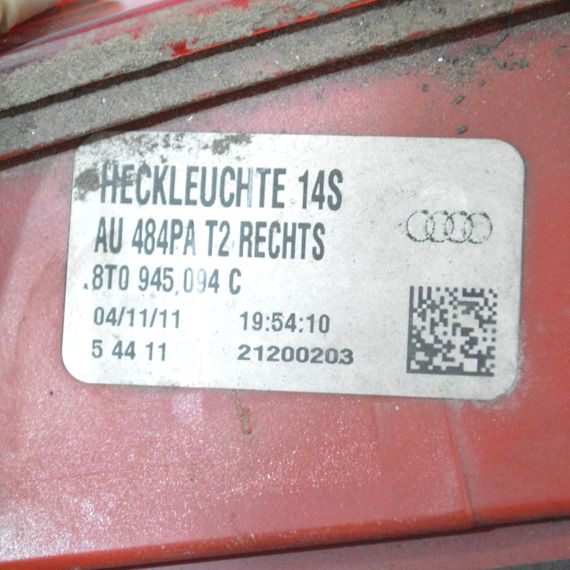 Ліхтар задній правий внутрішній Audi A5 8T 2011-2017 рестайлінг Фара стоп задня права Ауді а5 8т 8T0945094C | Зображення 2