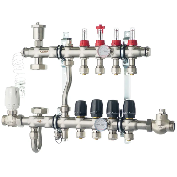 Коллектор со встроенным смеш. узлом Koer KR.S1011-4 1 "х4 SUS304 и евроконус 3/4-16 (KR2927)