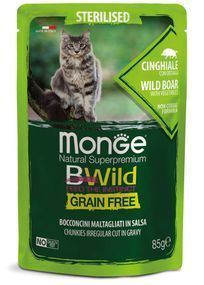 Корм Monge BWild Grain Free Cat Sterilised Cinghiale вологий з м'ясом дикого кабана для стерилізованих котів 85 гр