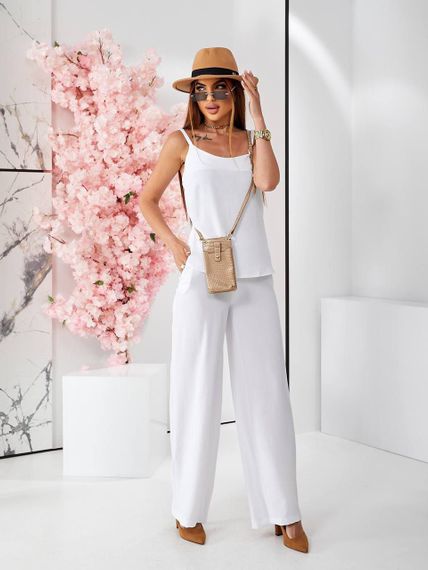 Женский летний костюм майка и брюки креп-жатка, UH379 размер 42, цвет белый | Зображення 4