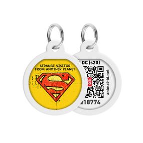 Адресник для животных WAUDOG Smart ID с QR паспортом "Супермен винтаж" круг 30 мм (230-1011)