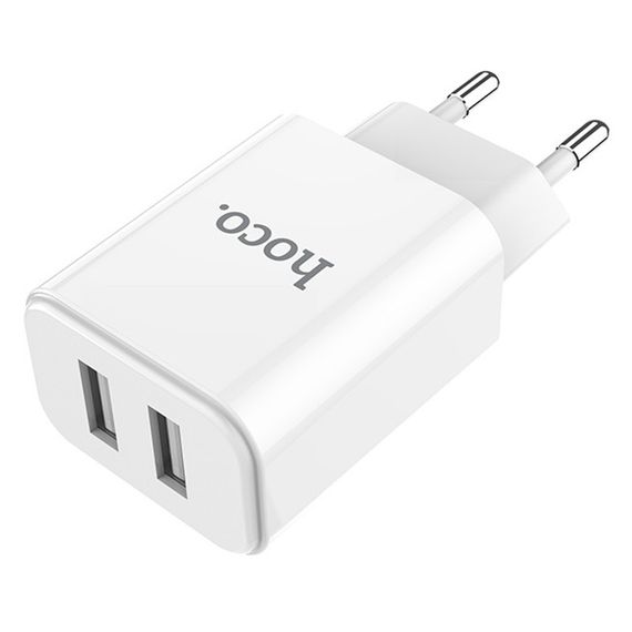 Сетевое зарядное устройство Hoco C62A Victoria 2USB (2.1А) White | Зображення 1