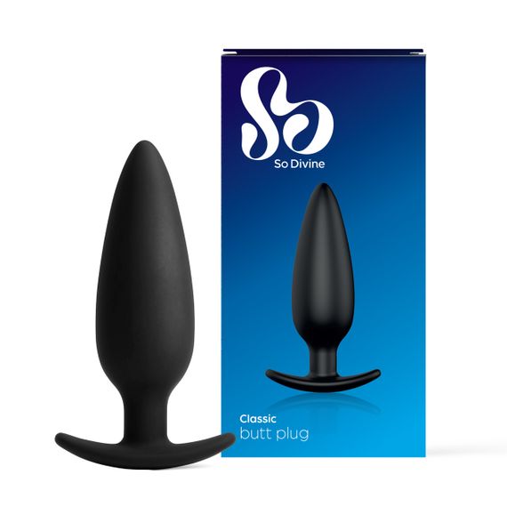 Анальна пробка силіконова Classic, чорна, So Divine (Велика Британія) Sex Aura