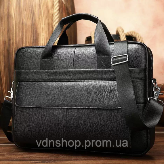 Мужская кожаная сумка для ноутбука и документов 39х28х8, портфель для города Tiding Bag RD-23134 черный