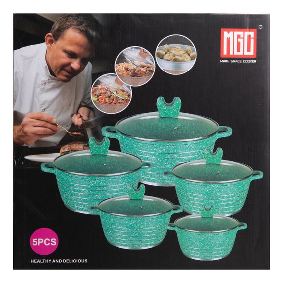 Набор из 5 хозяйственных кастрюль, 2,5-9 литров, толстое дно, алюминий MGC HP-4-411B | Зображення 5