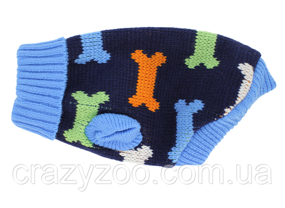 Свитер для собак и котов EcoToys Bones S синий c косточками A: 19 см B: 26 см C: 16 см 6986 | Зображення 4