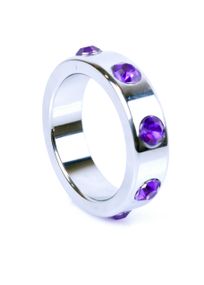 Эрекционное кольцо Metal Cock Ring with Purple Diamonds Large sexstyle
