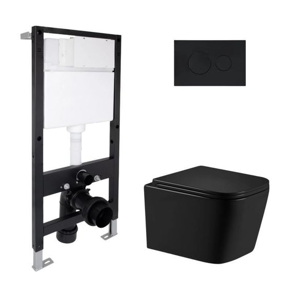 Готовое решение Qtap для ванной комнаты: подвесной унитаз Crow Ultra Quiet 485x340x290 + комплект установки Standard (круглая