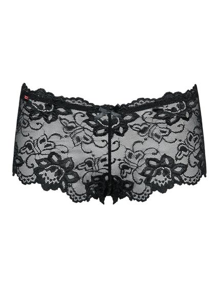 Мереживні трусики-шортики Obsessive Idillia shorties black L/XL | Зображення 3