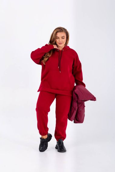 Женский очень теплый спортивный костюм тройка с жилетом NB23027 цвет красный, размер 42/44 | Зображення 4