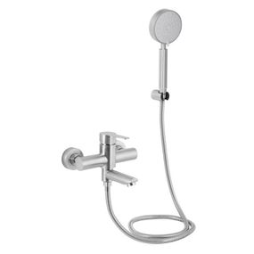 Змішувач для ванни Brinex Pure 006 з поворотним виливом (з душовим гарнітуром) Nickel BRIPUR006NKL