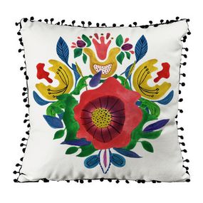 Подушка из мешковины с помпонами Мак 45x45 см (45PHBP_23M001)