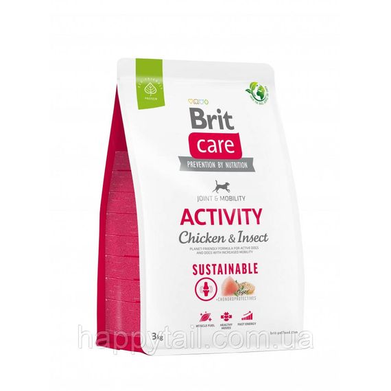 Корм Brit Care Dog Sustainable Activity для активных собак (курица и насекомые), 3 кг