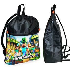 Рюкзак-мешок для обуви,спортивной формы Майнкрафт "Minecraft" детская сумка для сменки с расширителем (01289)