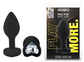 Силиконовая анальная пробка EGZO - Silicone Black Heart Plug Clear, size S Sex Aura