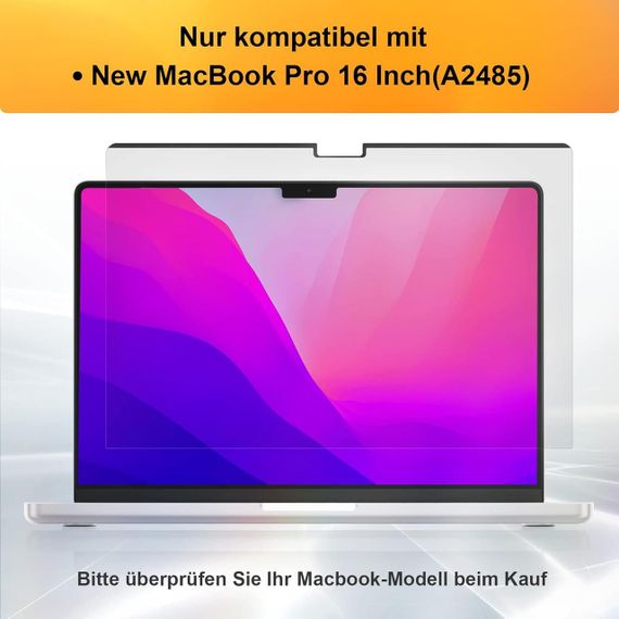 Магнитный защитный экран для MacBook Pro 16" 2021-2023 M1 M2 Pro Max A2485 A2780 Privacy пленка от синего свет | Зображення 6