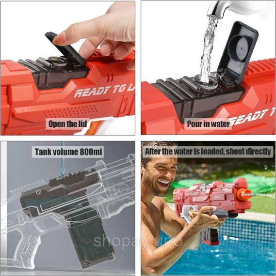 Водяной пистолет детский Combat Water Gun • Аккумуляторный водный бластер с автоматическим набором воды для летних игр | Зображення 1