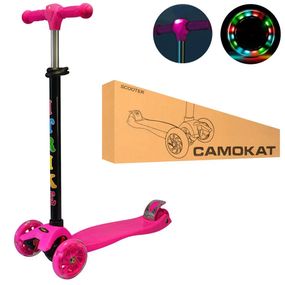Самокат детский для девочки iTrike JR 3-003 колеса светятся 3-5 лет розовый