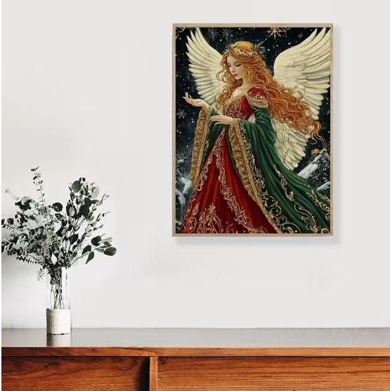 Набор для вышивки крестом JOZYSH «Ангел рождественской ночи» 14CT, 30x40 см, канва Аида с нанесенным рисунком | Зображення 5