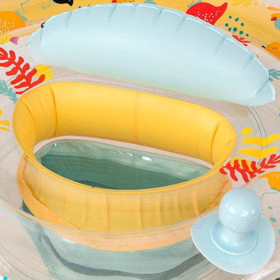 Надувний круг-крісло з ручками для немовлят 7-15 кг жовтий з принтом рибок - One Size | Зображення 3