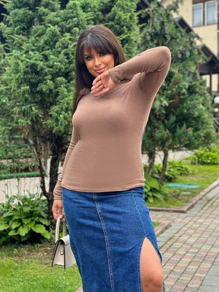 Женская теплая водолазка на термо флисе Ri291 цвет мокко, размер 48/52 | Зображення 1