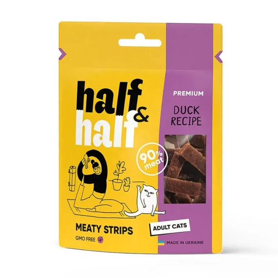 Ласощі для котів Half&Half Meaty Stirips Adult, качка 50 г