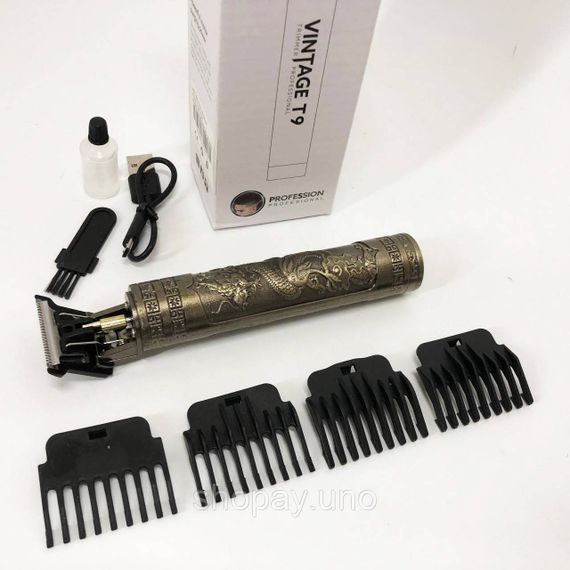 Машинка для стрижки волосся Vintage T9-1 BRONZE 4 насадки | Зображення 3