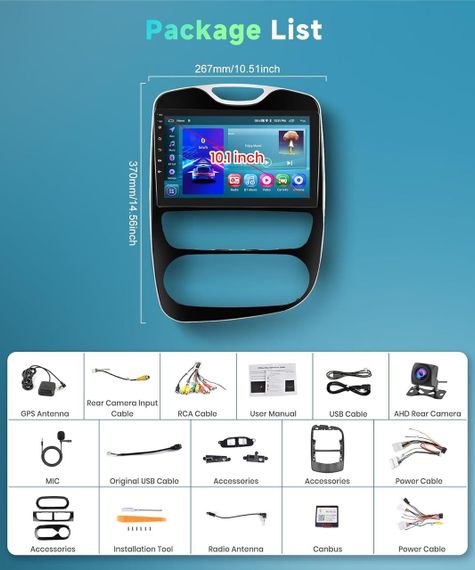 Штатна магнітола екран 9.3″ для Renault Clio 4 2013-2018 2 Din бездротовий Carplay Android Auto Bluetooth Wi-Fi AHD камера CANBUS | Зображення 1