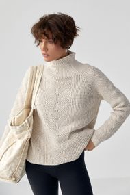 В'язаний жіночий светр із косичками - бежевий цвет, ONE SIZE (є розміри)