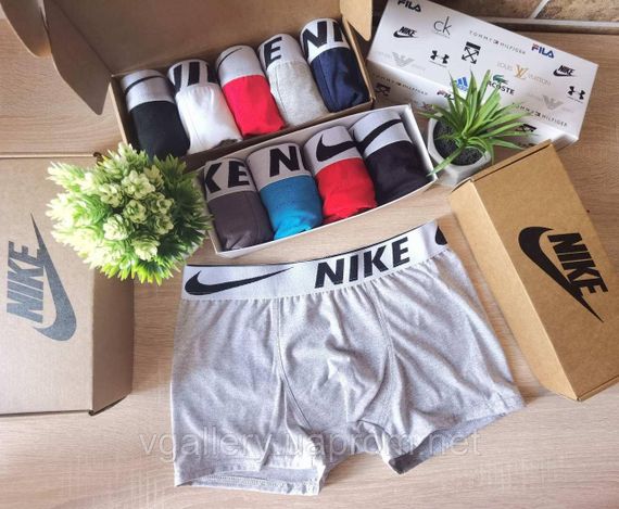 Мужские трусы Nike, мужские трусы Найк, Хлопковые трусы Найк Премиум качества, мужские боксерки Найк Серый, L
